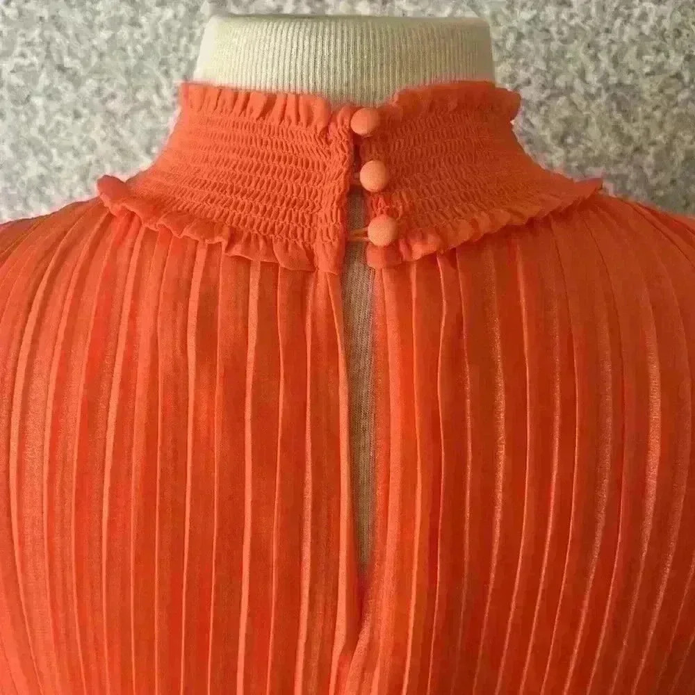 NWT Nanette Lepore pleated sleeveless dress vivid coral size 10 - Picture 6 of 12